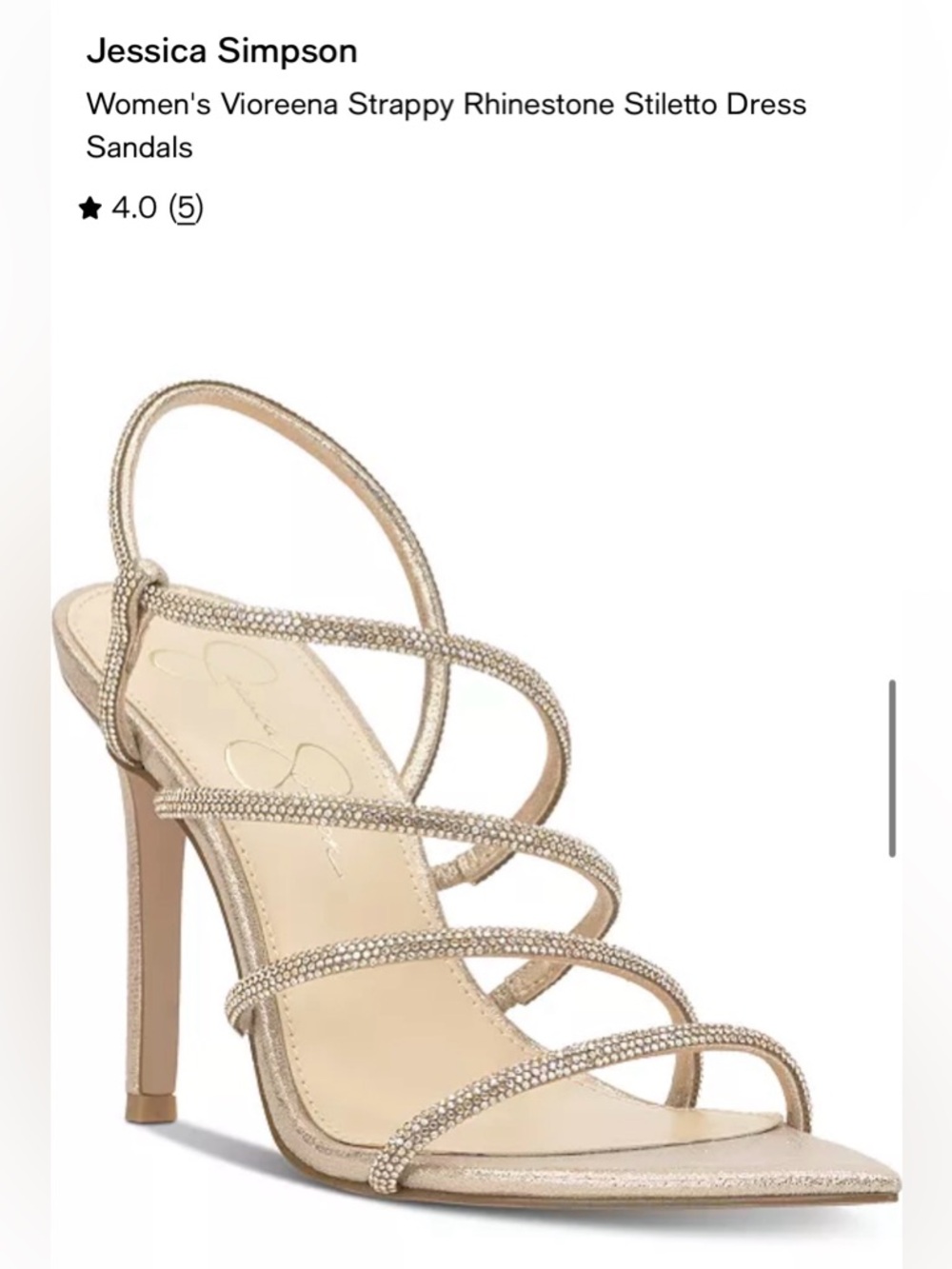 Jessica Simpson Gold Rhinestone Strappy Stiletto Sandals